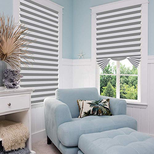 SEEYE Blackout Temporary Blinds Cordless Shades Fabric Pleated Fabric Shade Easy to Cut and Install, 36"x72" - 2 Pack, Grey，with 4 Clips - Thumbnail 6