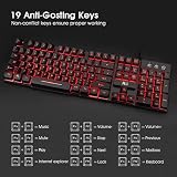 Rii RK108 Gaming Keyboard and Mouse Set UK Layout Red Purple Blue Backlit view 6