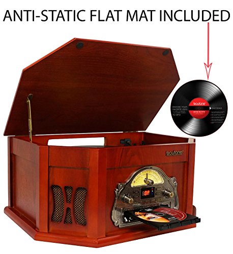 Boytone-BT-25CH-8-in-1-Natural-Wood-Classic-Turntable-Stereo-System-with-Bluetooth-Connection-Vinyl-Record-Player-AMFM-CD-Cassette-USB-SD-Slot-2-Built-in-Speakers-Remote-Control-MP3-Player