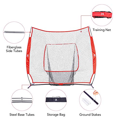 ZELUS 7×7ft Baseball and Softball Practice Net, Portable Baseball Net