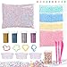 POLMMYS Slime Making Kit Including Unfading Foam Beads(Size 0.1-0.25 inch), Glitter Shake Jars, Slime Containers, Fruit Pieces, Slime Tools and Moulds for DIY Slime Making Art Craft (10 Pack)