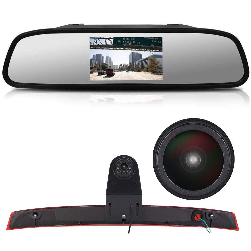 4.3'' Inch HD Rearview Mirror + 1280x720 Pixel 1000TV Lines HD Reversing Camera, HD Night Vision Rear View Backup Camera for Mercedes Benz Viano Vito W639 VAN 2003-2014 Transporter Van
