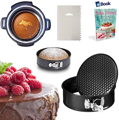 Kitchen Deluxe Springform Pan - Leakproof - Non-Stick - 7 Inch - Fits Instant Pot Pressure Cooker 5, 6 Qt & 8 Quart - Accessories Include Icing Smoother + eBook - Round Cake, Cheesecake | For Instapot