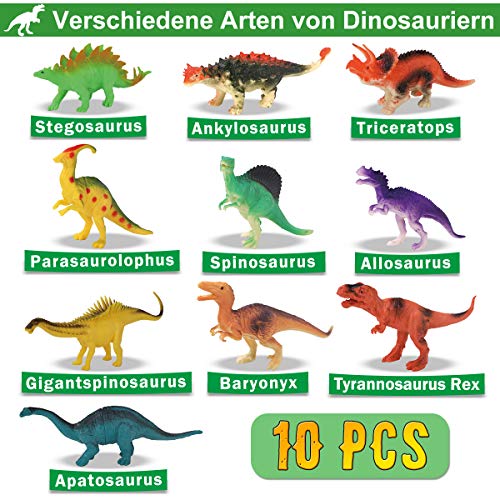 GILOBABY kid dinosaurier spielzeug mit 2 in 1 spielmatte & bäume & felsen, pädagogisches lernen dino modell spielzeug… – Bild 7