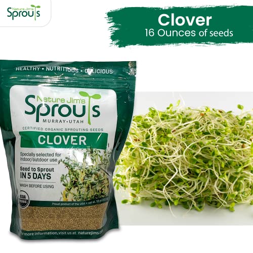 Nature Jims Clover Sprout Seeds 16 oz Organic Sprouting Seeds Non