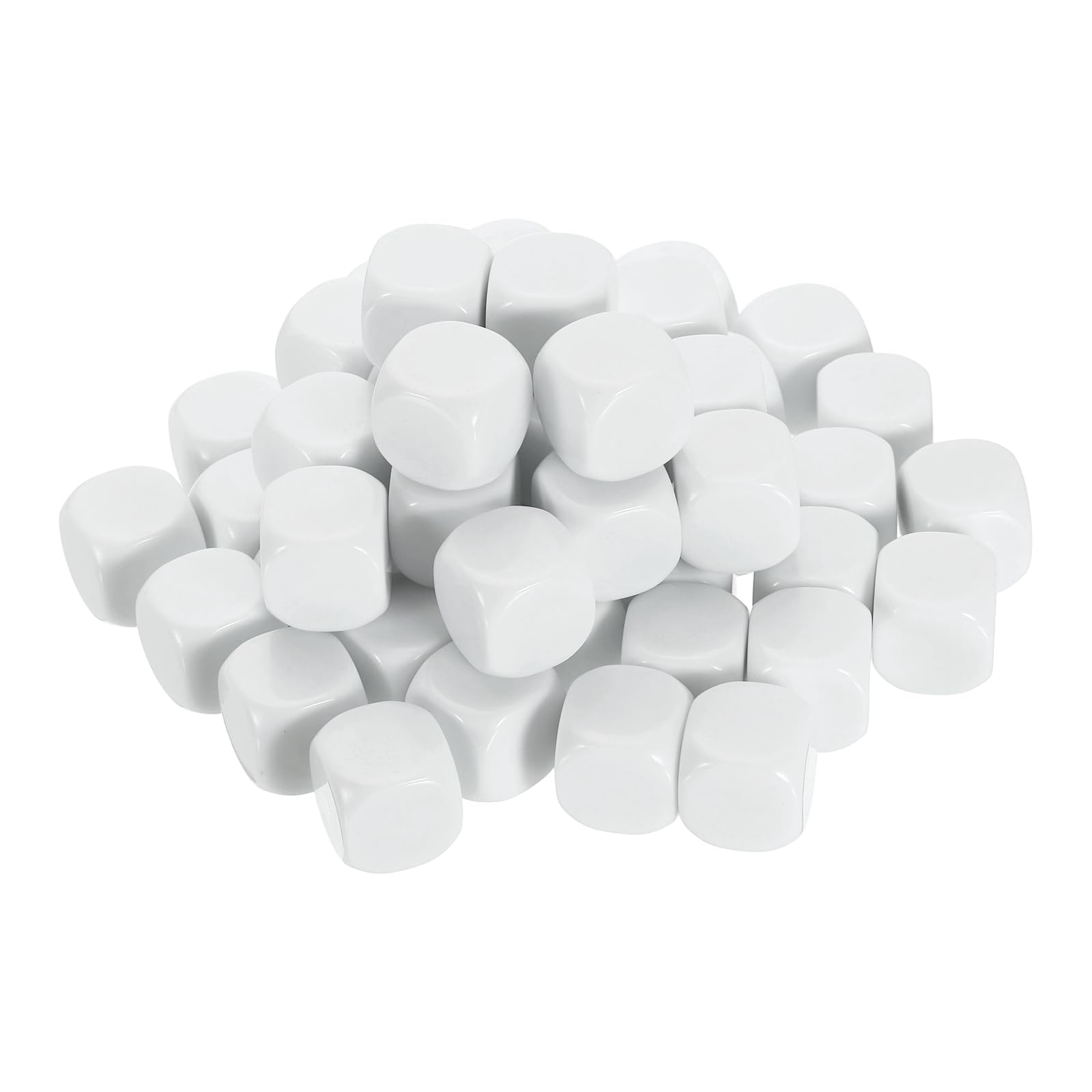sourcing map 100Pcs Rounded Blank Six Sided Dice 20mm/0.8inch Acrylic Dice Cube with Smoothed Surface for Party Board Game Craft Making, White โ image 1