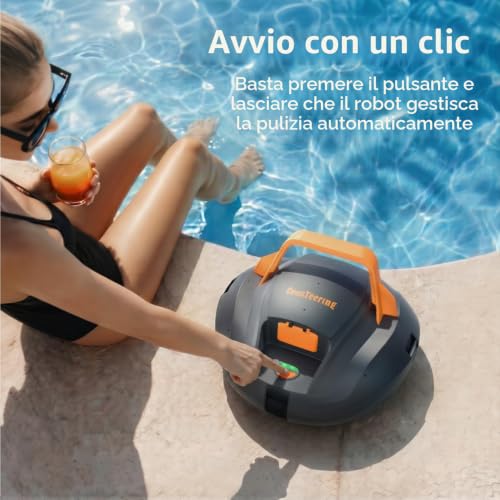 (2026 New) CoasTeering Planet Wireless Swimming Pool Robot, 120 Min Autonomy 4500 mAh, Double Motor, Quick Charge 2.5 h, Bottom Cleaning, Salt & Fresh Water, for Pools up to 80 m²