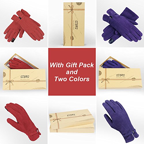 image for OZERO Thermal Gloves Girls and Womens Wool Texting Winter Gloves with 