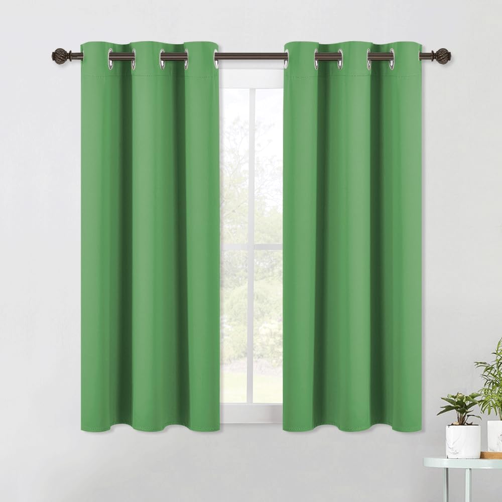 NICETOWN Blackout Curtain Panels for Bedroom, 2 Panels, W42 x L60 inches, Forest Green, Thermal Insulated Grommet Top Blackout Draperies and Drapes Image