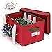 StorageMaid Christmas Lights Storage Box | Festive Sturdy Xmas Lights Organizer Container Great for Stacking - Christmas Decoration Box Equipped with a Secure Cover & Card Slot - 12 x 17 x 10 In., Red