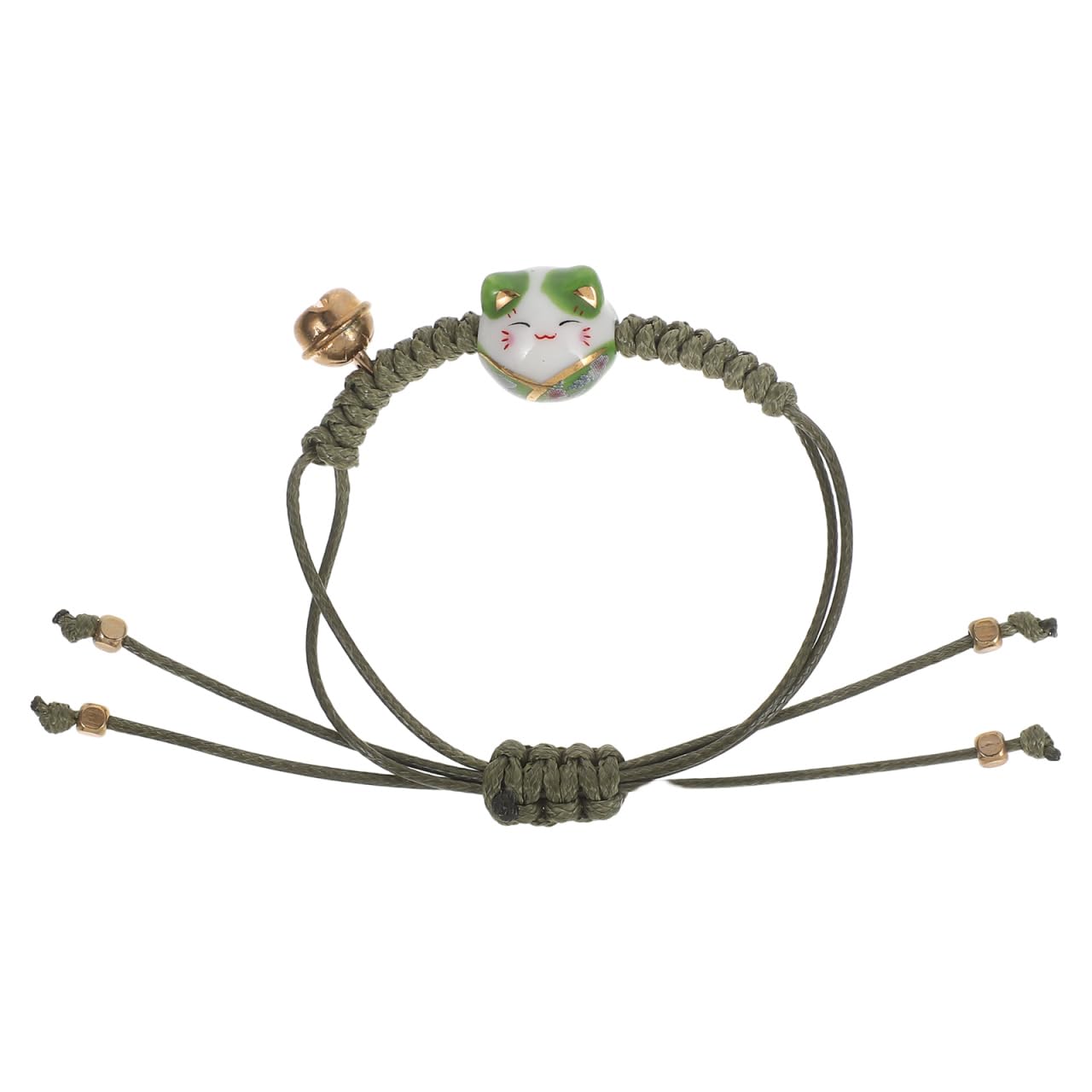 Happyyami Cat Bracelet Adjustable Green Woven Kitten Charm Jewelry Gift for Cat Lovers
