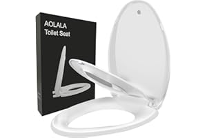 AOLALA Elongated Toilet Seat with Toddler Seat Built in, Magnetic Built in Potty Training Toilet Seat Fits Both Adult & Child, Soft Close, Quick-Release and Never Loosen, Heavy Duty, White (18.5”)
