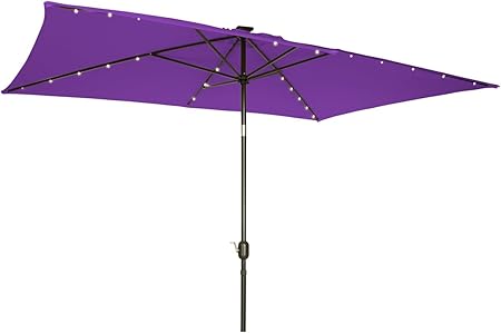 Amazon Com Trademark Innovations Rectangular Solar Powered Led Lighted Patio Umbrella 10 X 6 5 Purple Garden Outdoor