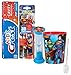 Super Hero Inspired 5pc Bright Smile Oral Hygiene Set! Superman Spin Toothbrush, 3D Brush Cap, Brushing Timer, Toothpaste & Mouthwash Rinse Cup! Plus Bonus 