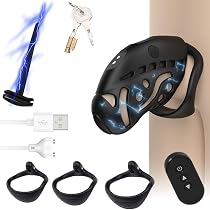 Amazon.com: Heuceo Electric Shock Male Cock Cage Chastity Device ...