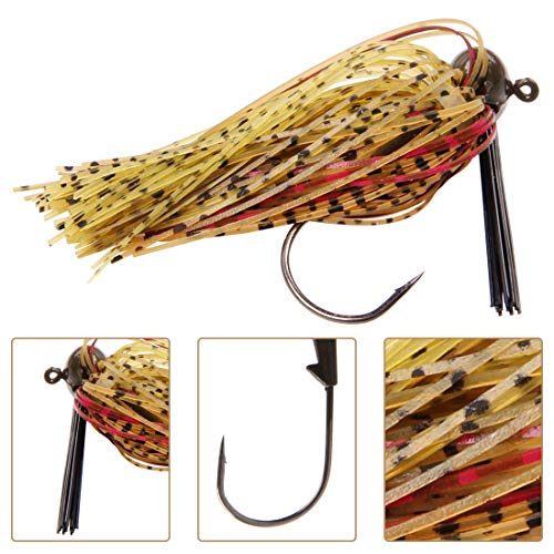 thumbnail image 2 of Bass Football Jig 6-Pack - Weedless Flipping Jigs With Silicon Skirts 1/4oz & 3/8oz 2 of 14