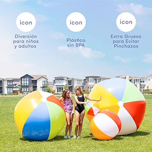 Top Race 5 Foot Giant Beach Ball Large Beach Balls Giant Pool Float Huge Rainbow Color for