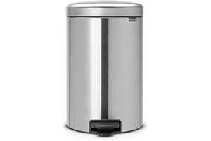 Brabantia New Icon Step Trash Can (5.3 Gal/Matt Steel FPP) Soft Closing Kitchen Garbage/Recycling Can with Removable Bucket
