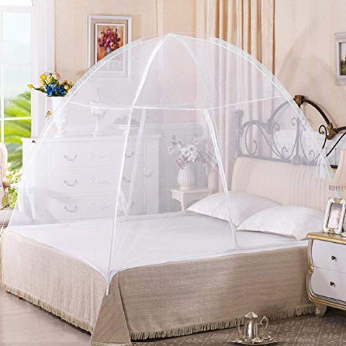 Goplus Folding Mosquito Net Portable Pop up Tent Mesh Canopy Curtains for Bed Home Bedroom Outdoor Camping Anti Mosquito Netting w/Bottom, White