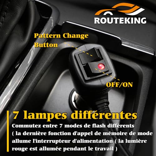 ROUTEKING 67cm 54 LED Strobe Light Bar Double Sided Flashing High Intensity Automotive Warning Emergency Flashing LED Bar with Magnetic Base (Amber/White/Amber/White)