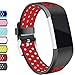 Hotodeal Compatible Fitbit Charge 2 Band, Classic Soft TPU Adjustable Replacement Accessory Bands Fitness Breathable Sport Strap Small Large Black RED