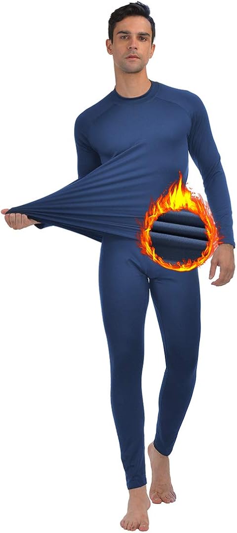Men’s Thermal Underwear Fleece Lined Base Layer Long Johns Set Top and Bottom Winter Sports Suits at  Men’s Clothing store