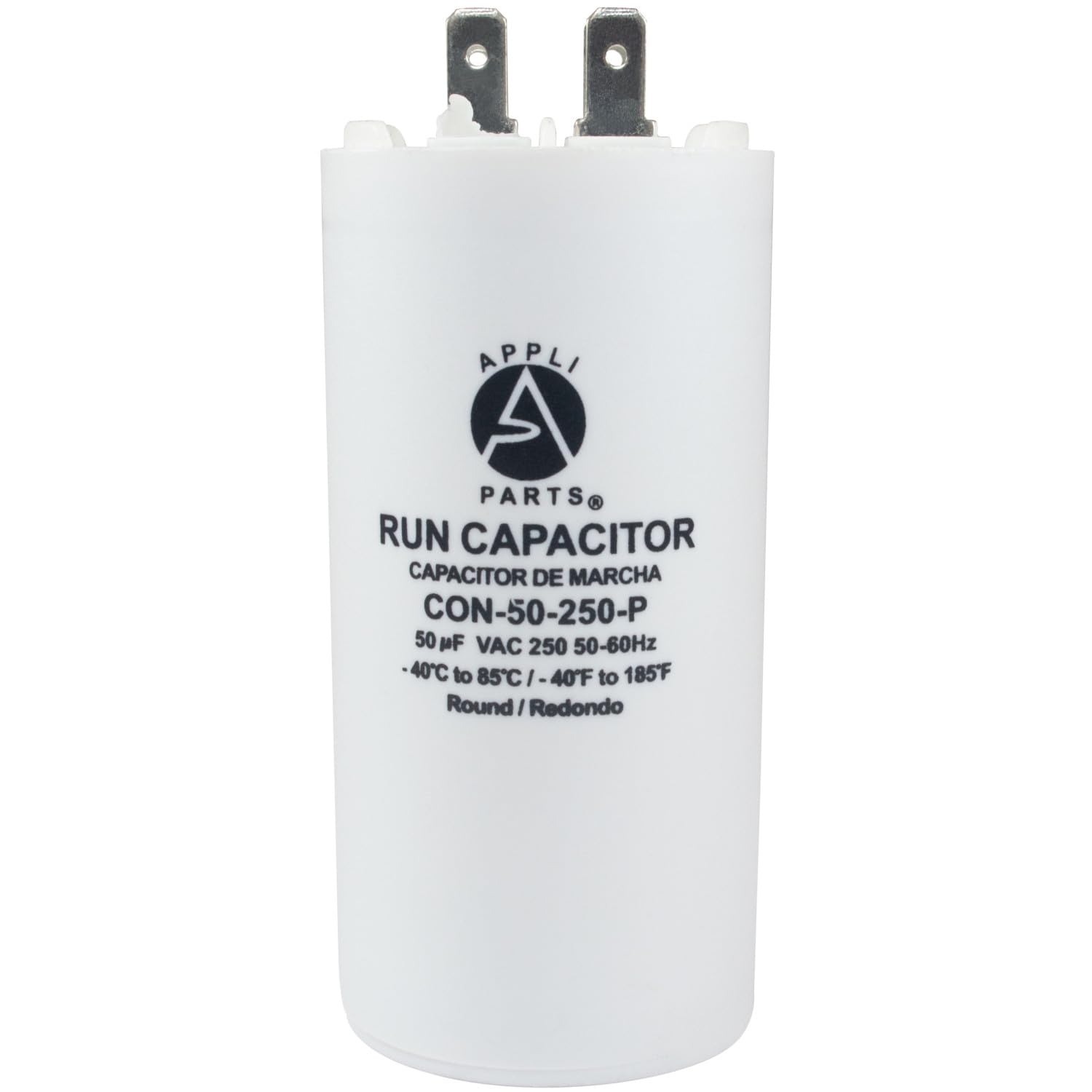 Appli Parts Condensador Capacitor de ventilador 6 mfd (microfaradios) uf 250VAC con conectores
