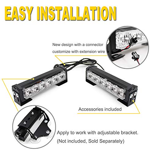 FOXCID 2 X 6 LED 9 Modes Traffic Advisor Emergency Warning Vehicle Strobe Lights for Interior Roof/Dash/Windshield/Grille/Deck Universal Waterproof (Amber/Yellow) - Thumbnail 4