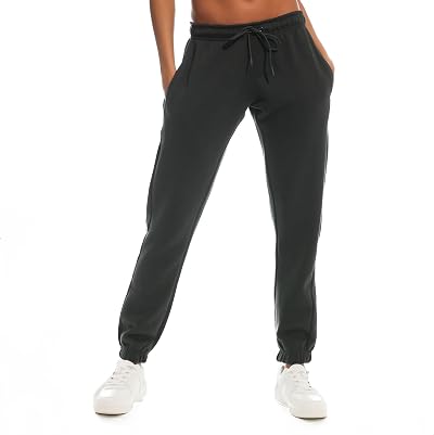 Light & Shade Women’s Fleece Joggers Charcoal M Drawstring Waist Tapered Bottoms