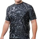 Aqua Design Men Loose Fit Rash Guard Surf Swim Sun Protection Clothing Rashguard, Black Water, 3XL