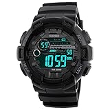 Digital Watch Men Waterproof Sports Watch - Timer, Alarm, Countdown, 165FT Water Resistant, Black
