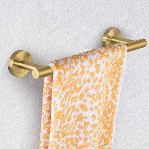 Nolimas 3-Pieces Brushed Gold Bathroom Hardware Set SUS304 Stainless Steel Round Wall Mounted - Includes 12" Hand Towel Bar,Toilet Paper Holder,Robe Towel Hooks,Bathroom Accessories Kit - Thumbnail 4