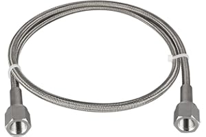 FITOK PTFE-Lined Stainless Steel Braided Hose 1/4" Nominal Hose Size 1/4" Female NPT 316 SS End Connections 36" Overall Length 3000 psi Chemically Compatible