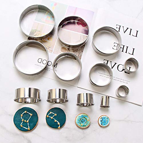 Seacity Round Cookie Biscuit Cutter Set with 12 PCS, Cake Molds Pastry Cutters Stainless Steel Baking Metal Circle Fondant Molds Round Cutters For Muffins Crumpets Donuts Scones Mousse