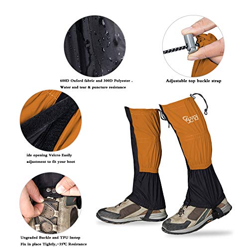 IDAND Leg Gaiters for Hiking Snow Gaiters Waterproof Snow Leg Gaiters Snow Boot Gaiters Anti-Tear Oxford Fabric Outdoor Waterproof Snow Shoes for Outdoor Hiking Walking Hunting Climbing Mountain (L) - Thumbnail 6