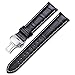 iStrap Leather Watch band -Alligator Grain Embossed Pattern Calfskin Replacement Strap-Stainless Steel Deployment Buckle with Push Buttons-Bracelet for Men Women-18mm 19mm 20mm 21mm 22mm 24mm