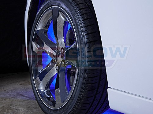 LEDGlow 4pc Blue LED Wheel Well Fender Light Kit - Flexible Waterproof Tubes - Includes Wireless Remote