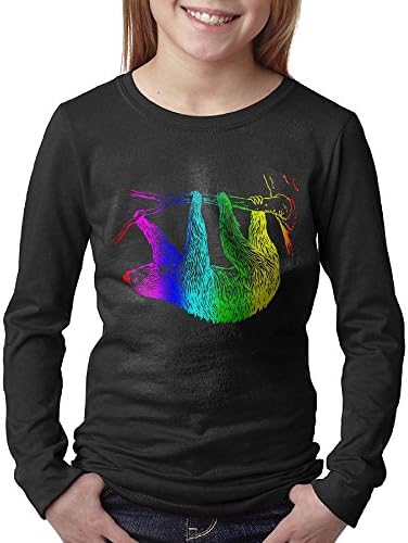 Gay Pride Sloth Unisex Youth Long Sleeve Cotton Crew Neck T-Shirt Tee