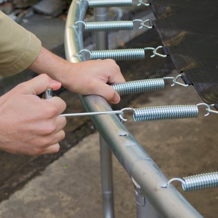 14' Steelflex Trampoline with Basketball Hoop and Safety Enclosure Netting - Thumbnail 2