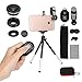 Phone Camera Lens,3 In 1 Clip On Iphone Lens Kit,198 Degree Fisheye + 15X Macro + 0.63X Wide Angle Lens,Phone Mount + Tripod for Iphone X/8 Plus/8/7 Plus/7/6/6s plus Samsung & Most Android Phones