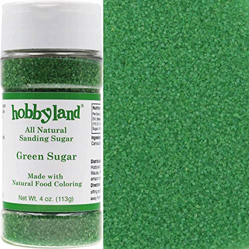 Hobbyland Sanding Sugar (Green Sugar, 4 oz) Handcrafted with All Natural Food Coloring