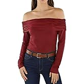 Women's Long Sleeve Off Shoulder Top Elegant Ruched Slim Fit Shirt Sexy Going Out Fashion Top for Women