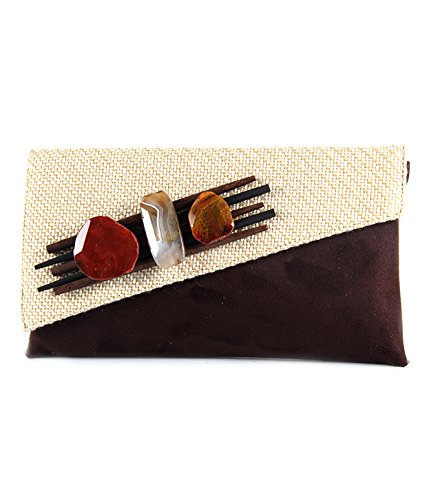 SAISHA Womens Clutch (Gold & Brown) (Contemporary)