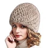 FURTALK Womens Girls Real Mink Fur Knitted Hat Winter Beanie Warm Cap