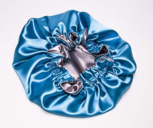 (Turquoise & Silver) (Xxlarge Jumbo) 26Inch Reversible Luxuries Pure Satin Hair Bonnet Safe For All Hair Types Most Beneficial Hair Wrap For Sleeping Cap 50 Colors Available