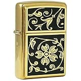 Zippo Floral Brushed Brass Pocket Lighter