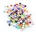 BODYA Wholesale Assorted 100 14g Mixed Uv Acrylic Ball Tongue Rings Lot Barbells Stainless Steel Body Jewelry