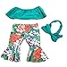 Lavany 3pcs Doll Clothes Set Off Shoulder Tops Pants for 18 Inch Doll (Green)