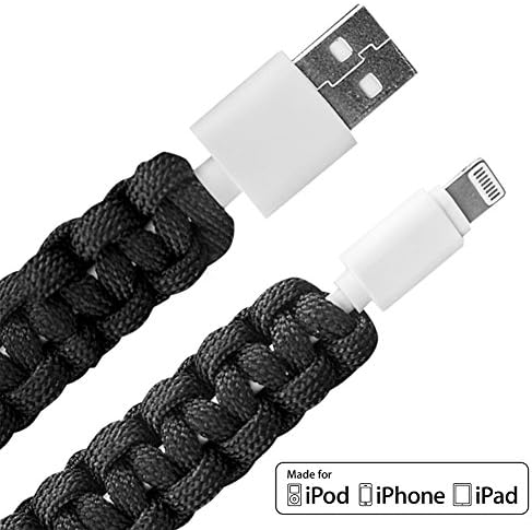 Tiger Paracords™ Lightning To USB iPhone Charger Cable with Paracord (50cm) - Portable Heavy Duty iPhone 6s Charger - Safe &amp; Secure - Apple Lightning Cable - Durable Paracable iPhone Car Charger - Type III 100% Nylon, Tangle Free, High Speed Data Sync - Tiger Quality Means Ferocious Performance