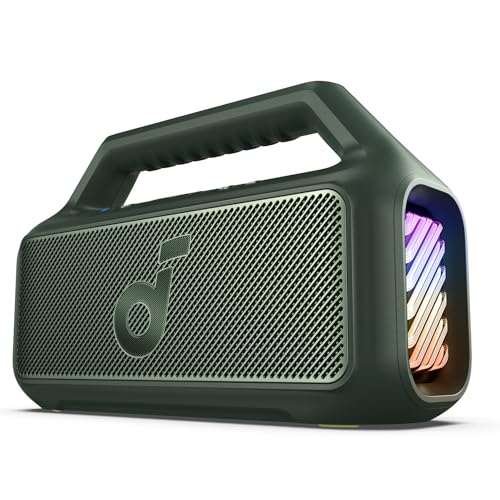 soundcore by Anker, Boom 2 Outdoor-Lautsprecher, 80W, Subwoofer, BassUp 2.0, 24h Akku, IPX7 Wasserdicht & Schwimmt, LED-Licht, USB-C, EQ, BT 5.3, Mobi